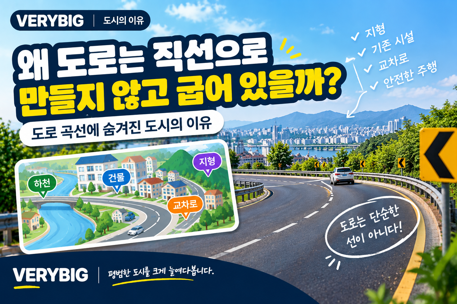 왜 도로는 직선으로 만들지 않고 굽어 있을까?